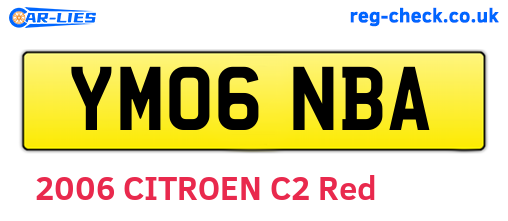 YM06NBA are the vehicle registration plates.