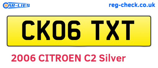 CK06TXT are the vehicle registration plates.