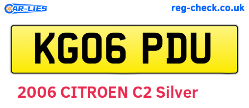 KG06PDU are the vehicle registration plates.