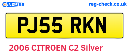PJ55RKN are the vehicle registration plates.