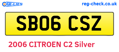 SB06CSZ are the vehicle registration plates.