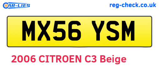 MX56YSM are the vehicle registration plates.