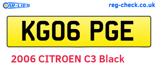 KG06PGE are the vehicle registration plates.