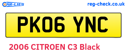 PK06YNC are the vehicle registration plates.