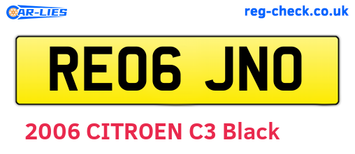 RE06JNO are the vehicle registration plates.