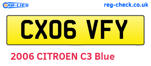 CX06VFY are the vehicle registration plates.
