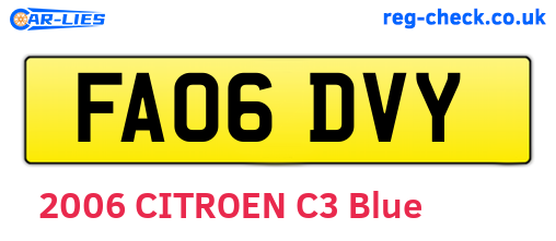 FA06DVY are the vehicle registration plates.
