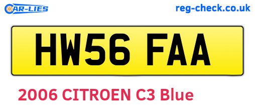 HW56FAA are the vehicle registration plates.