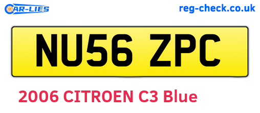 NU56ZPC are the vehicle registration plates.