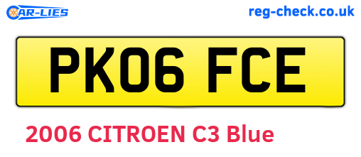 PK06FCE are the vehicle registration plates.