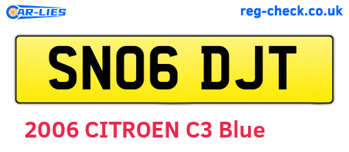 SN06DJT are the vehicle registration plates.