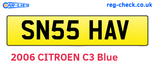 SN55HAV are the vehicle registration plates.