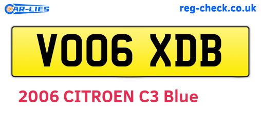VO06XDB are the vehicle registration plates.