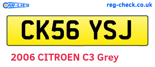 CK56YSJ are the vehicle registration plates.