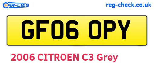 GF06OPY are the vehicle registration plates.