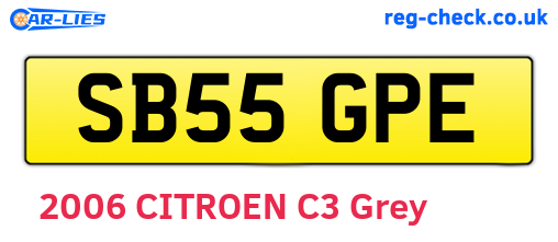 SB55GPE are the vehicle registration plates.