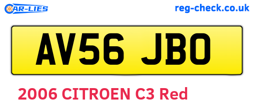 AV56JBO are the vehicle registration plates.