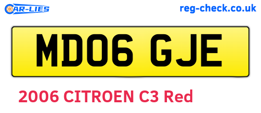 MD06GJE are the vehicle registration plates.