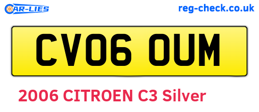 CV06OUM are the vehicle registration plates.