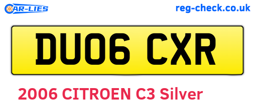DU06CXR are the vehicle registration plates.