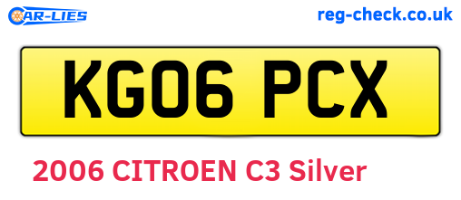 KG06PCX are the vehicle registration plates.