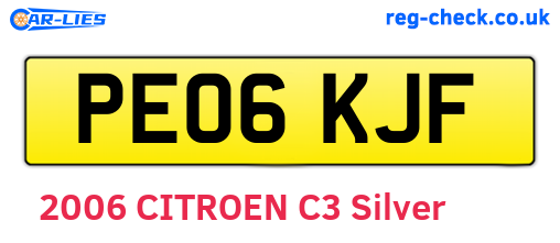 PE06KJF are the vehicle registration plates.