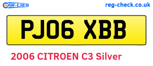 PJ06XBB are the vehicle registration plates.