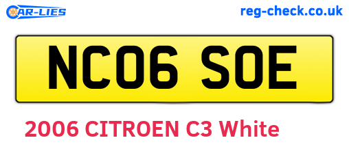NC06SOE are the vehicle registration plates.