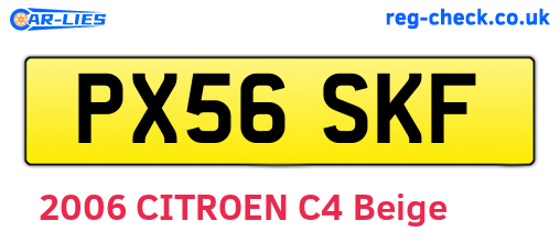 PX56SKF are the vehicle registration plates.