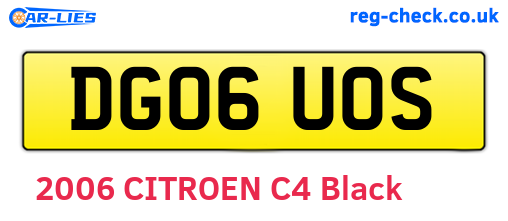 DG06UOS are the vehicle registration plates.