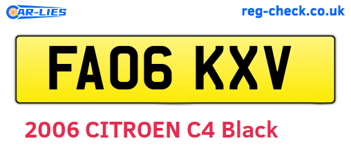 FA06KXV are the vehicle registration plates.