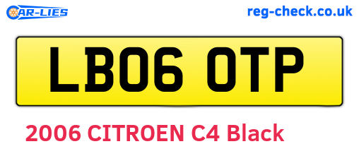 LB06OTP are the vehicle registration plates.