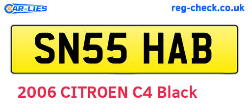 SN55HAB are the vehicle registration plates.