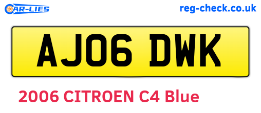 AJ06DWK are the vehicle registration plates.