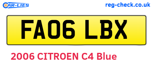 FA06LBX are the vehicle registration plates.