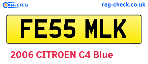 FE55MLK are the vehicle registration plates.