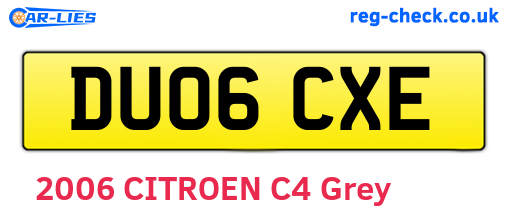 DU06CXE are the vehicle registration plates.