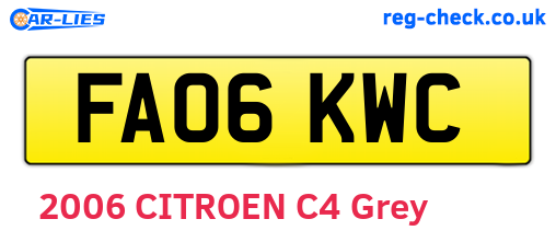 FA06KWC are the vehicle registration plates.