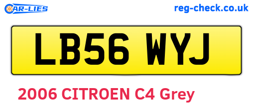 LB56WYJ are the vehicle registration plates.