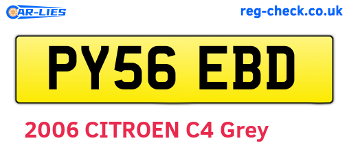 PY56EBD are the vehicle registration plates.