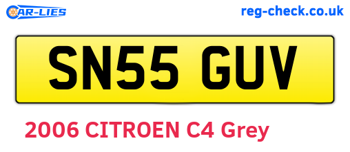 SN55GUV are the vehicle registration plates.