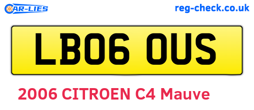 LB06OUS are the vehicle registration plates.