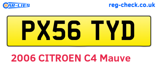 PX56TYD are the vehicle registration plates.