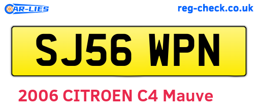 SJ56WPN are the vehicle registration plates.