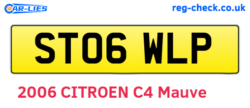 ST06WLP are the vehicle registration plates.