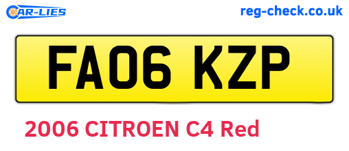 FA06KZP are the vehicle registration plates.