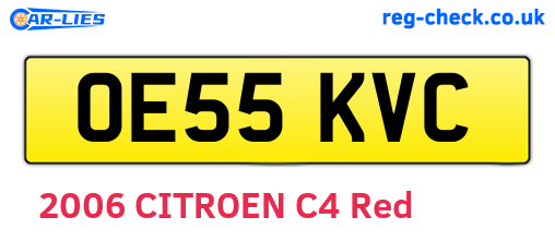 OE55KVC are the vehicle registration plates.