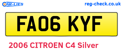 FA06KYF are the vehicle registration plates.