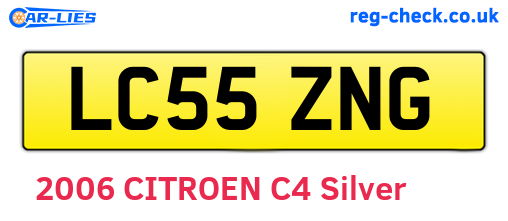 LC55ZNG are the vehicle registration plates.