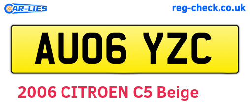 AU06YZC are the vehicle registration plates.